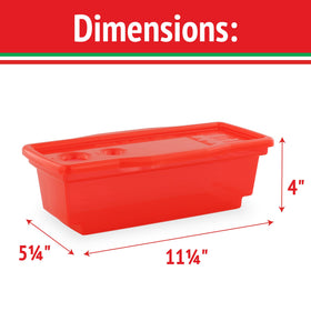 Serving-ready pasta in a red Fasta Pasta bowl setting.
