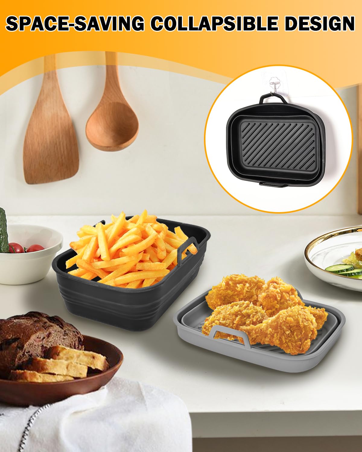 Fastand non-stick silicone surface cleans quickly and is dishwasher safe.