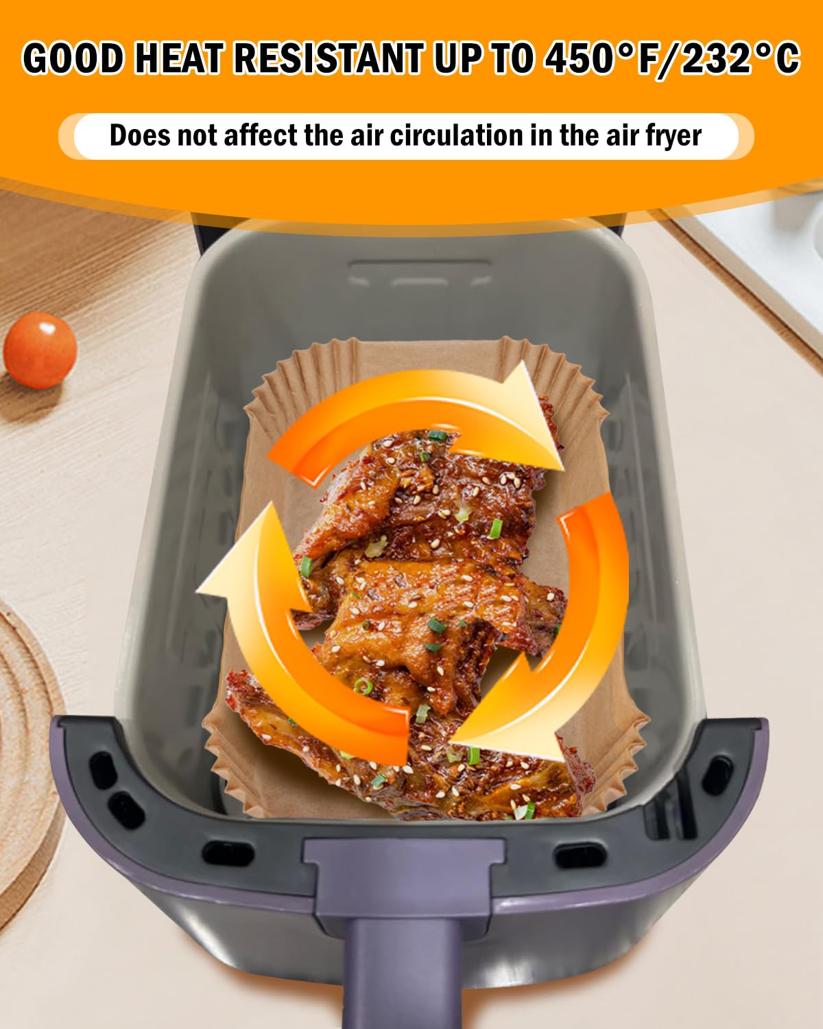 Fastand no-holes design air fryer liner airflow-friendly.