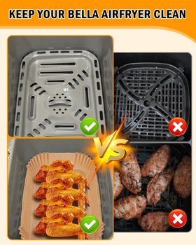 Fastand rectangular design air fryer liner raised edge.