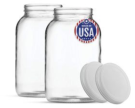 FastRack 1-gallon glass jar with metal lid, durable for fermentation and easy filling.