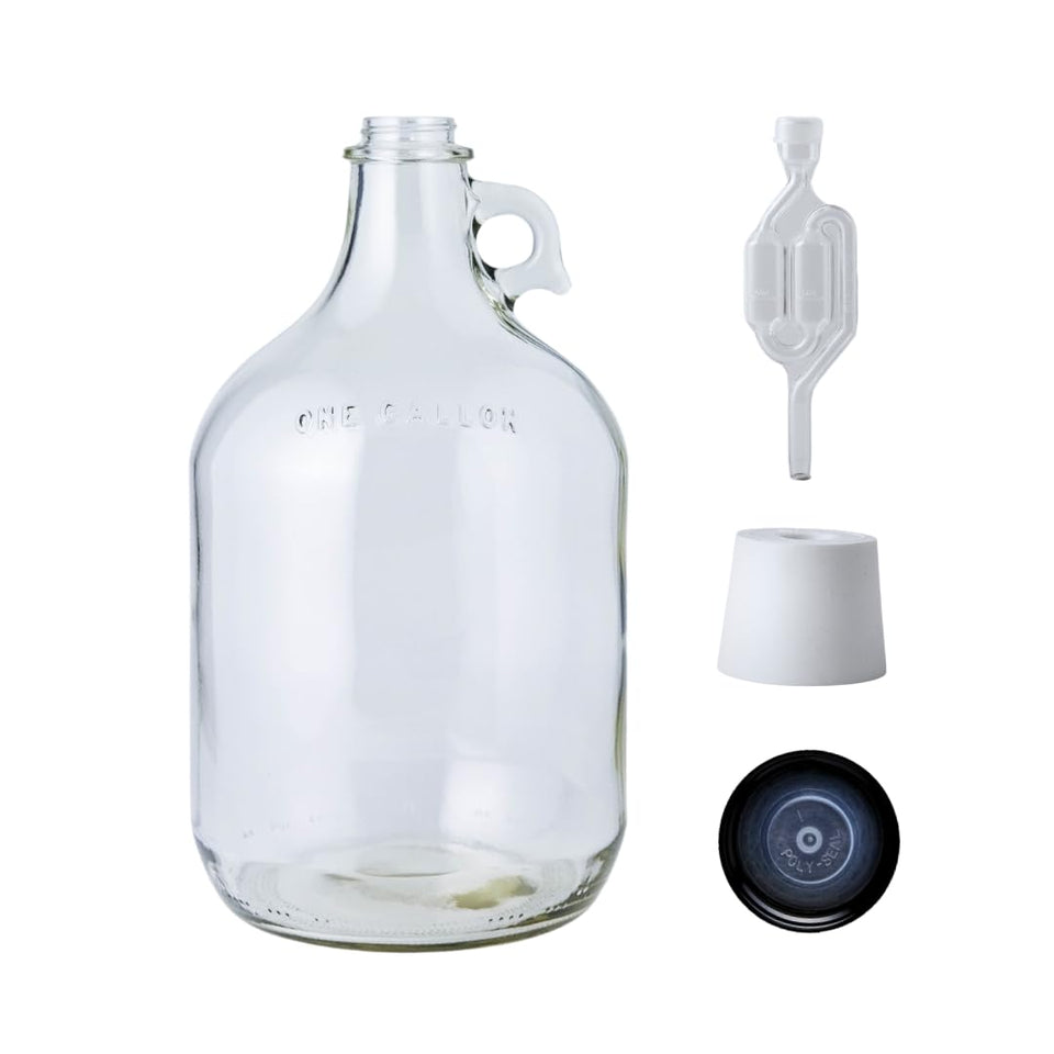 FastRack 1-gallon glass jug with clear view for fermentation monitoring.