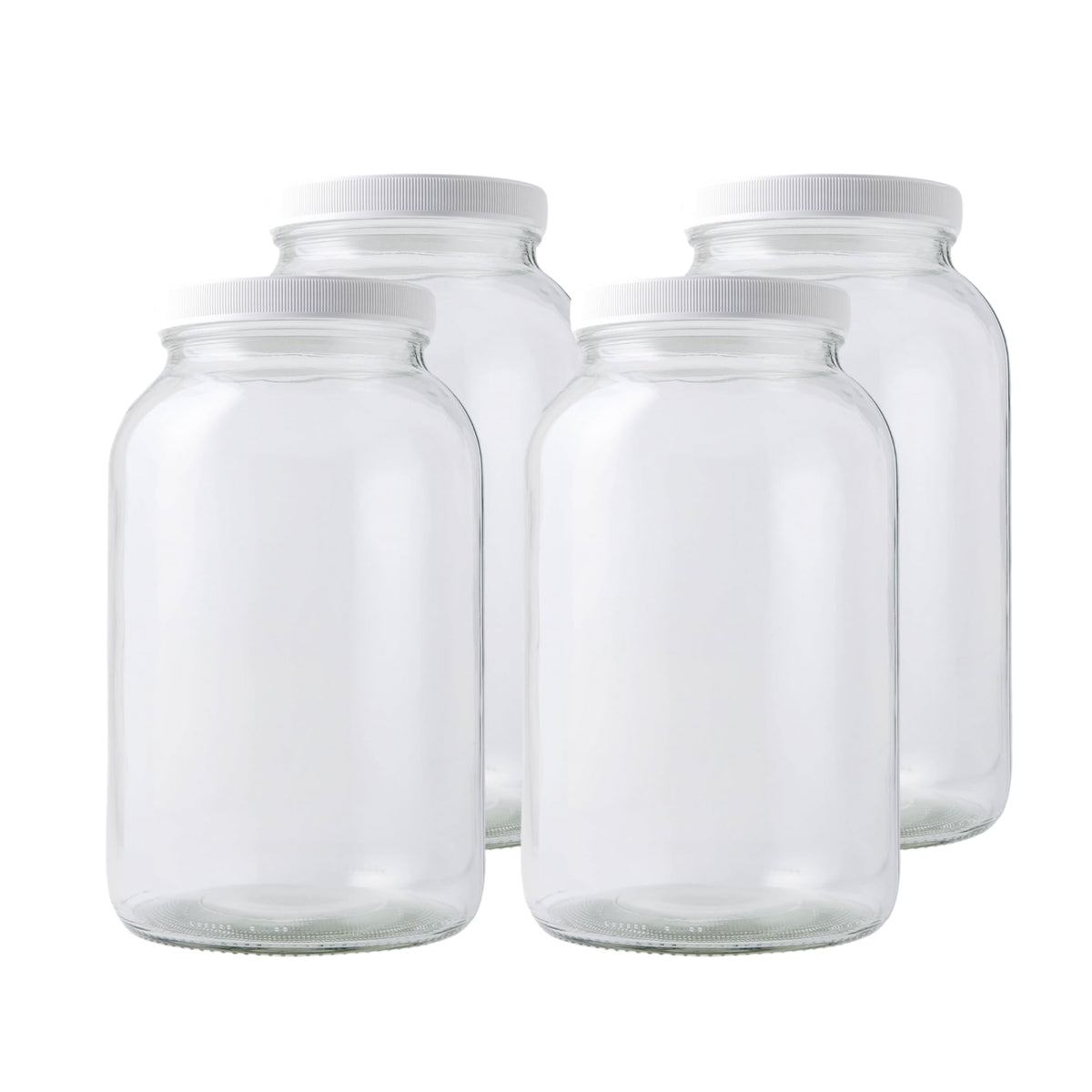 FastRack 1-gallon wide-mouth glass jar with lid close-up for durable fermentation storage.