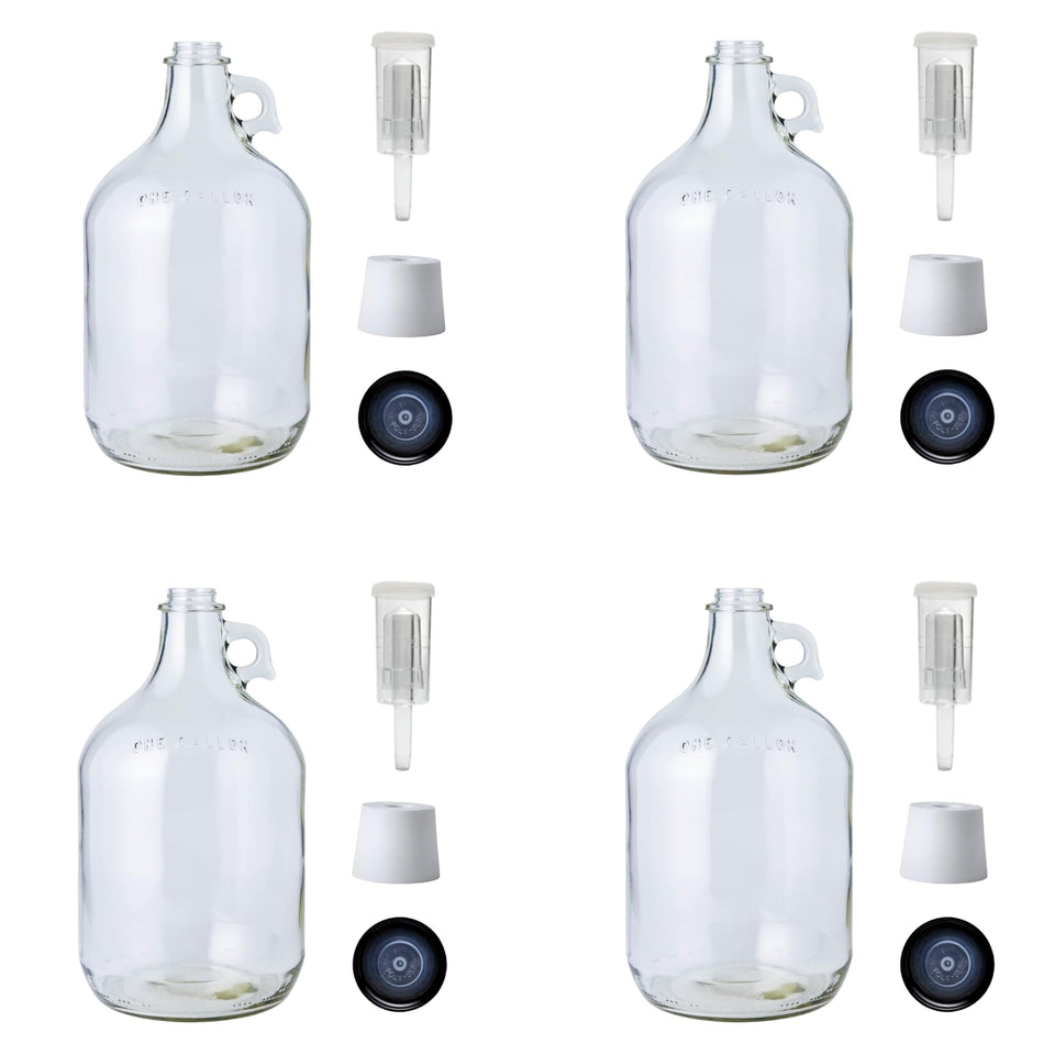 FastRack 1G clear glass jug with polyseal cap for fermentation monitoring.