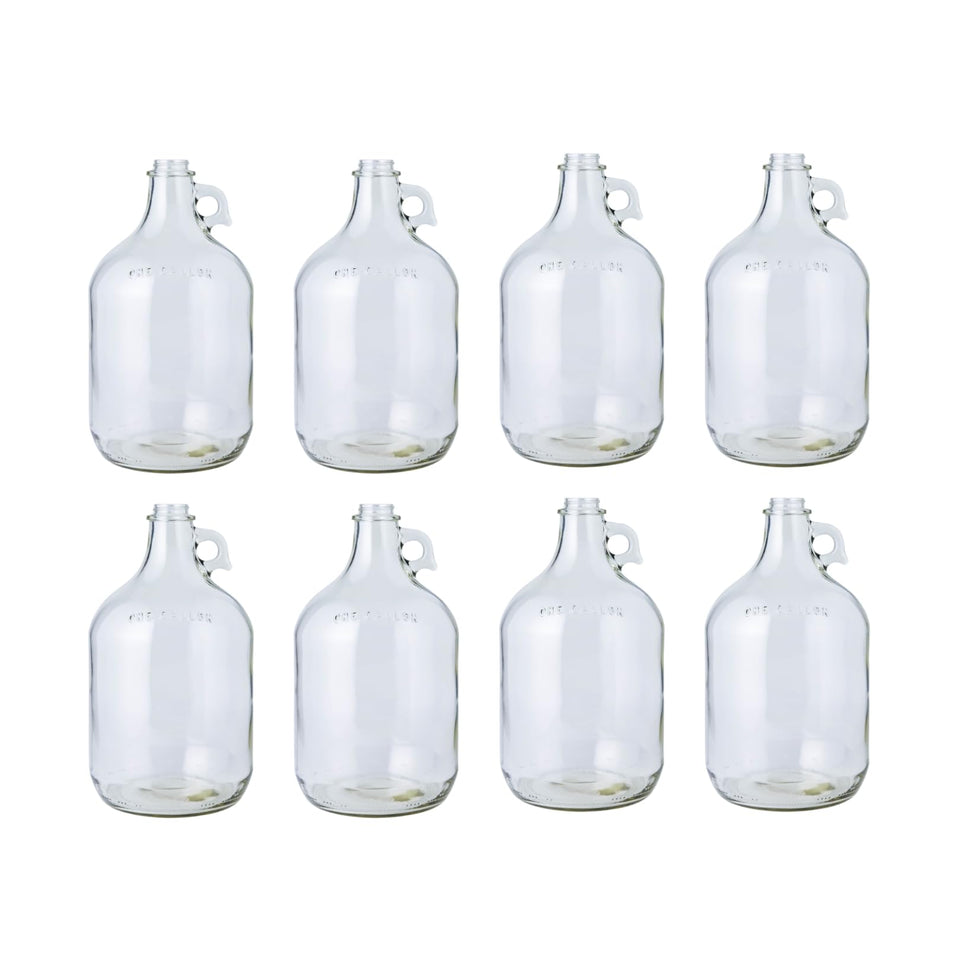 FastRack 8-pack 1 gallon glass jug set for bulk liquids and storage.