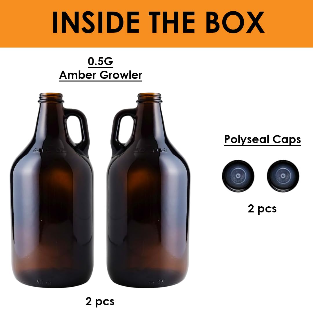 FastRack amber glass growler with dark tint protecting beverages from light.
