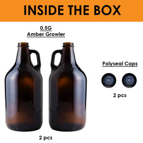 FastRack amber glass growler with dark tint protecting beverages from light.