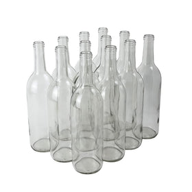 FastRack Bordeaux 750ml clear bottle with cork finish, ideal for showcasing homemade wines.