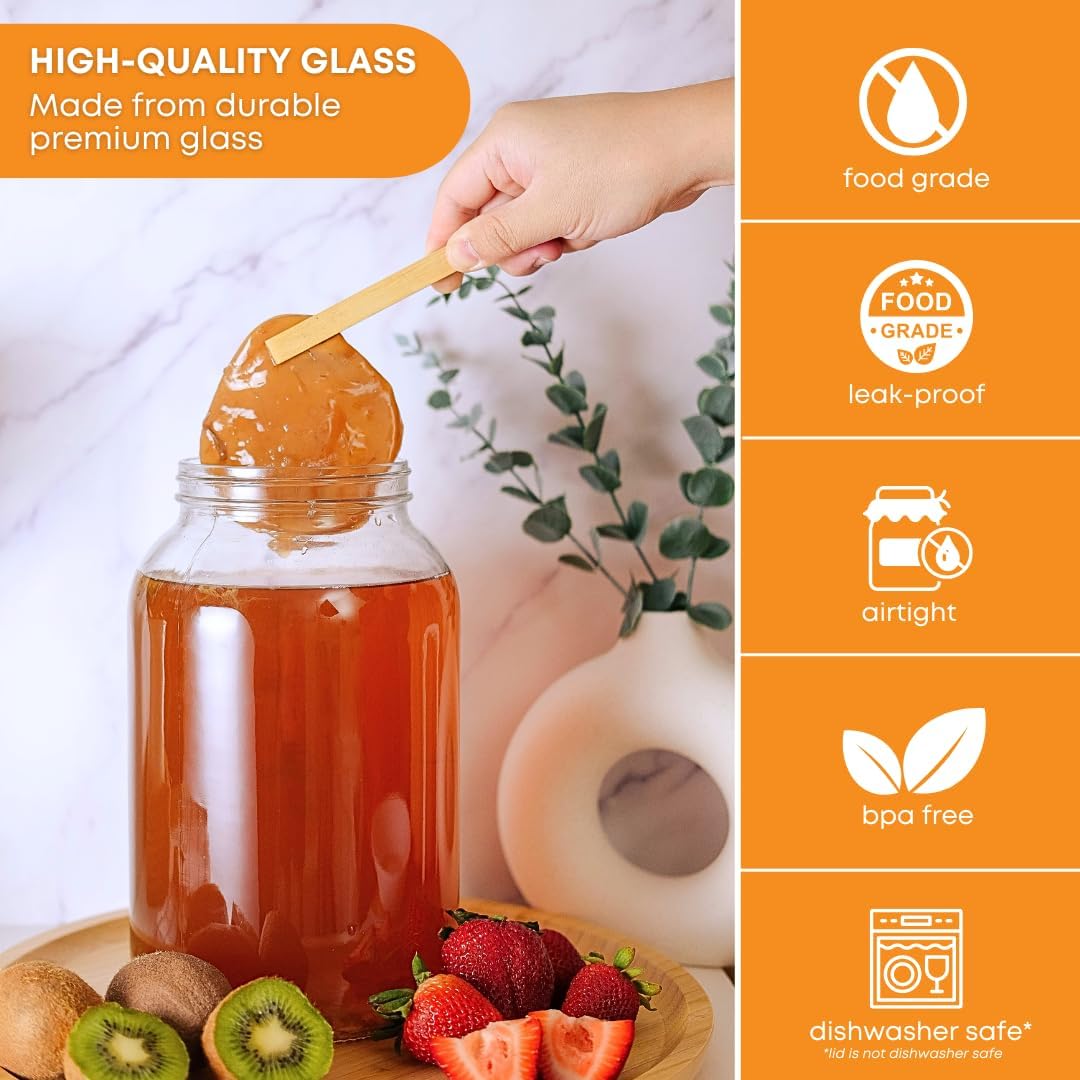 FastRack four-pack wide-mouth glass jars front view ideal for easy filling and cleanup.