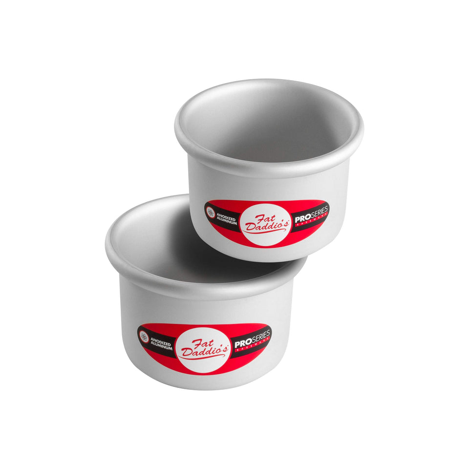 Fat Daddio's anodized round pan exterior shows sturdy construction for daily baking.
