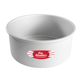 Fat Daddio's anodized round pan exterior view, showcasing durable construction for daily baking