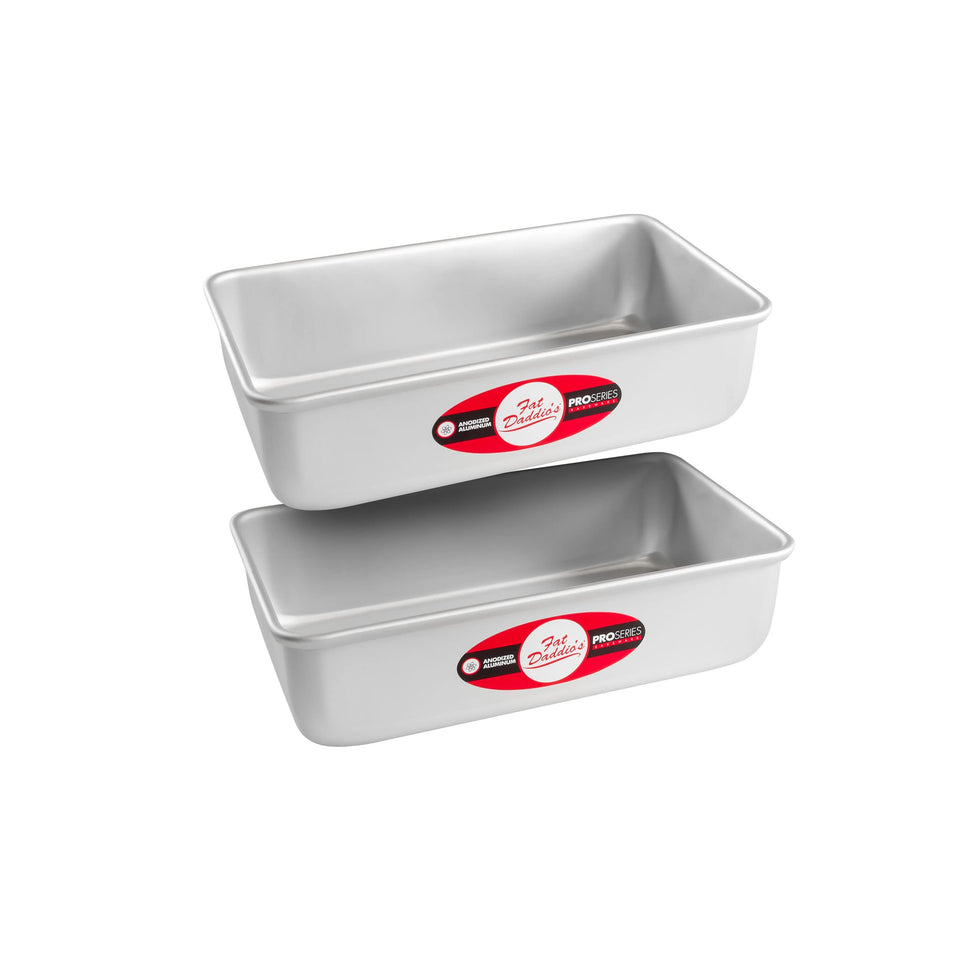 Fat Daddio's bread pan in silver with anodized aluminum and even heating