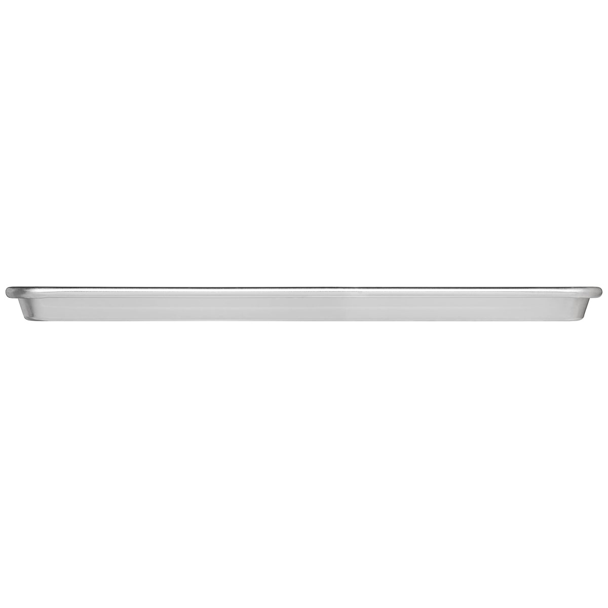 Fat Daddio's natural aluminum half-sheet pan 2-pack close-up of precise dimensions.