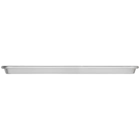 Fat Daddio's natural aluminum half-sheet pan 2-pack close-up of precise dimensions.