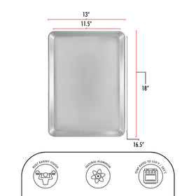 Fat Daddio's half-sheet pan 2-pack on a rack ready for even heat distribution.