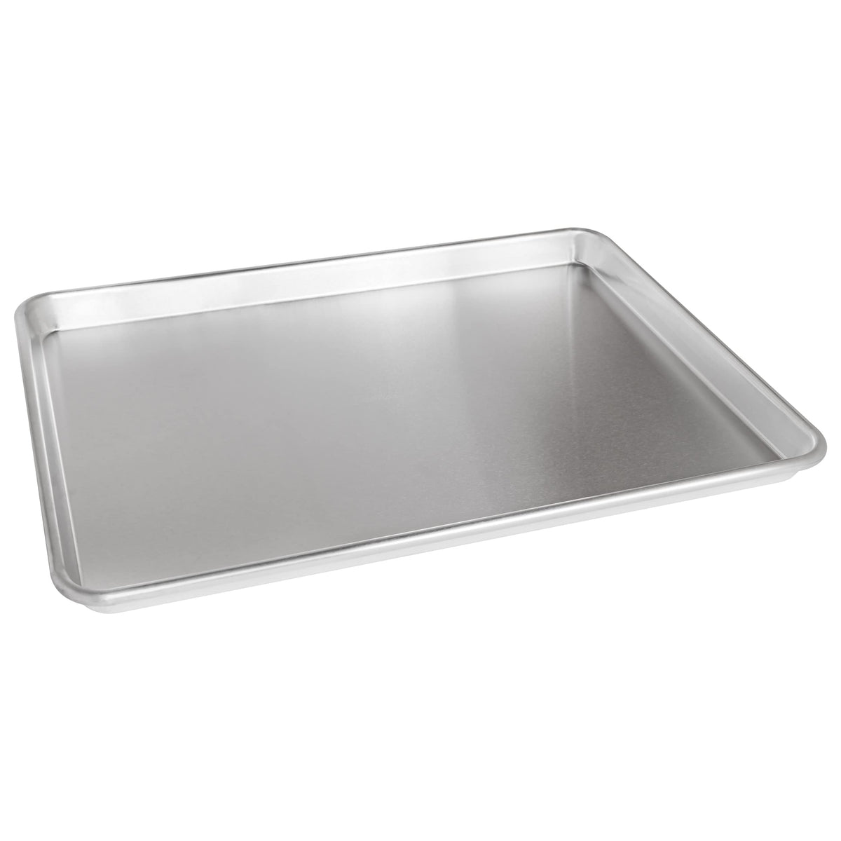 Fat Daddio's half-sheet pan 2-pack side profile with reinforced rims for daily use.