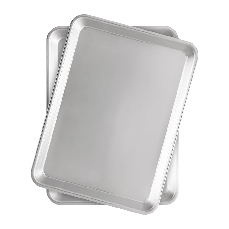 Fat Daddio's Natural Aluminum Quarter Sheet Pan with reinforced rim for durable baking.