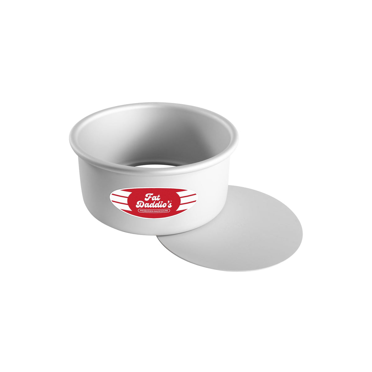 Fat Daddio's PCC-63 top view cheesecake pan showing sleek silver finish for precise baking