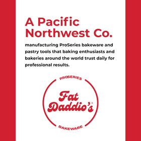 Fat Daddio's PRD-83 round cake pan in a bakery setting shows durable, rust-free construction.