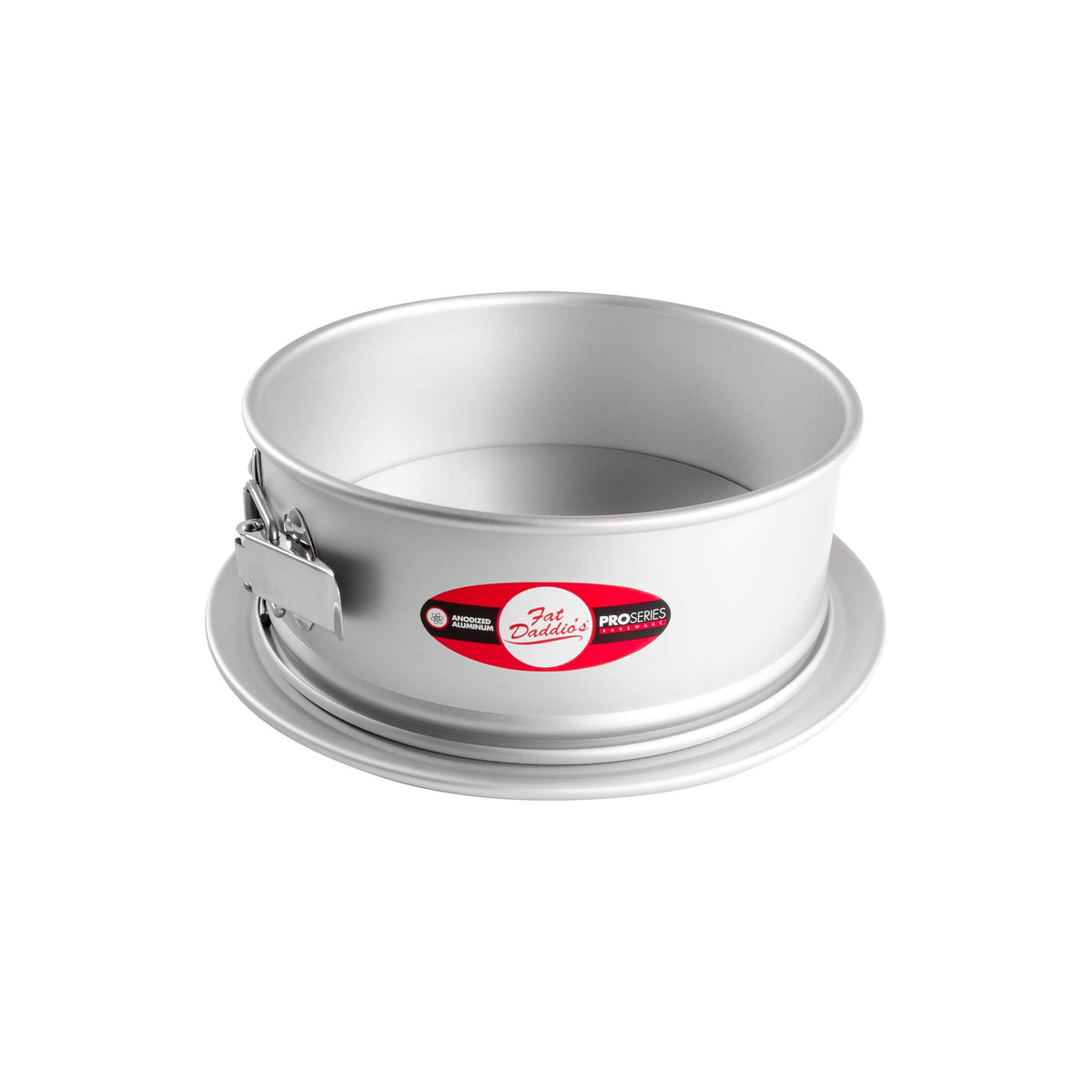 Fat Daddio's springform pan with removable pedestal base for easy release.