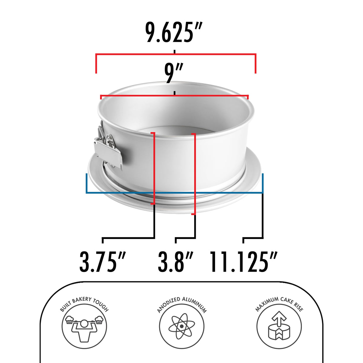 Fat Daddio's Round Springform Pan side view showing 3-inch depth.
