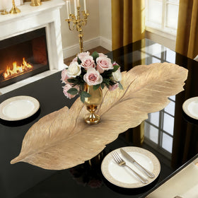 FAVE gold leaves table runner with leaves motif for elegant dining decor