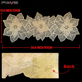 FAVE Gold Table Runner with hollow pattern for quick cleanup.