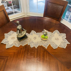 FAVE Gold Table Runner suited for indoor and outdoor celebrations.