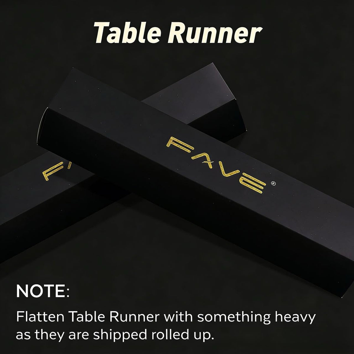 FAVE Gold Table Runner rolls flat for easy storage.
