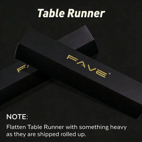 FAVE Gold Table Runner rolls flat for easy storage.