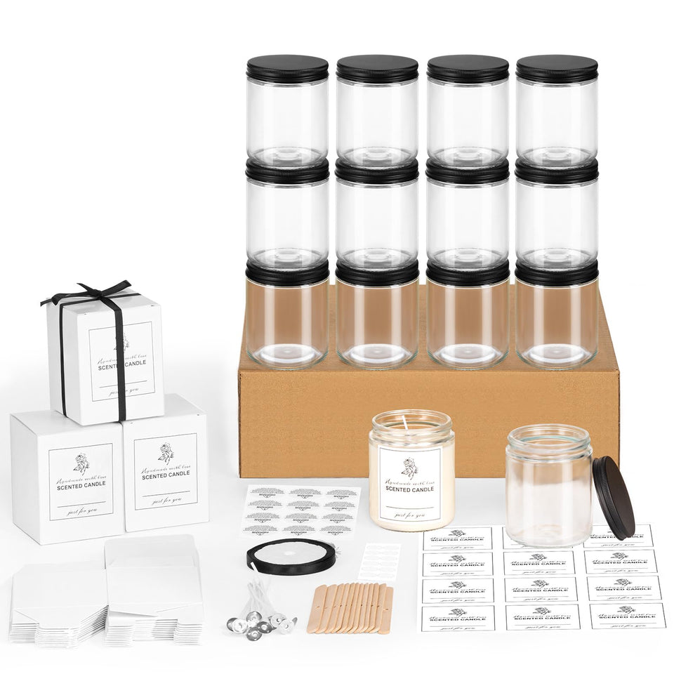 FavorFlavor 8oz jar with metal lid for candle making and storage.