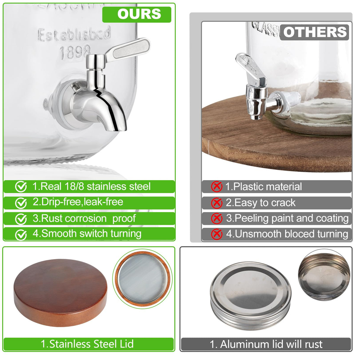 FavorFlavor 18-8 stainless steel spigot for clean, taint-free pours