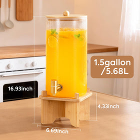 FavorFlavor glass dispenser with bamboo lid and base for freshness