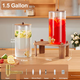 FavorFlavor glass dispenser with stainless steel spigot for smooth pours