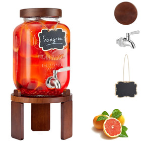FavorFlavor glass drink dispenser with stand shows a stylish party beverage station