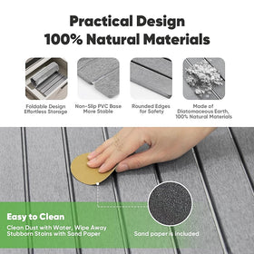 Favorking Stone Drying Mat with a non-slip base stays steady on the counter.