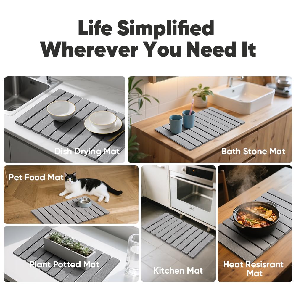 Favorking Stone Drying Mat made from sustainable diatomaceous earth material.