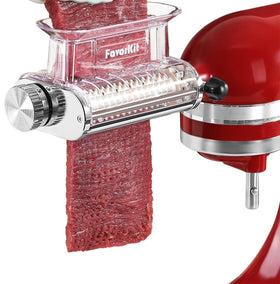 FavorKit adjustable meat tenderizer attachment, three thickness options for KitchenAid, ideal for versatile cuts.