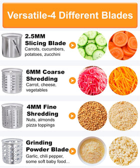 Ergonomic food pusher with knob reduces hand strain during prep.