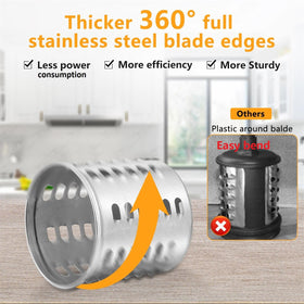 FavorKit Slicer Shredder includes three blades for slicing and shredding versatility.