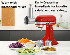 FavorKit Slicer Shredder large 60mm feed diameter handles whole vegetables for faster meals.