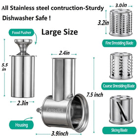 FavorKit Slicer Shredder stainless steel construction ensures durable, safe food processing.