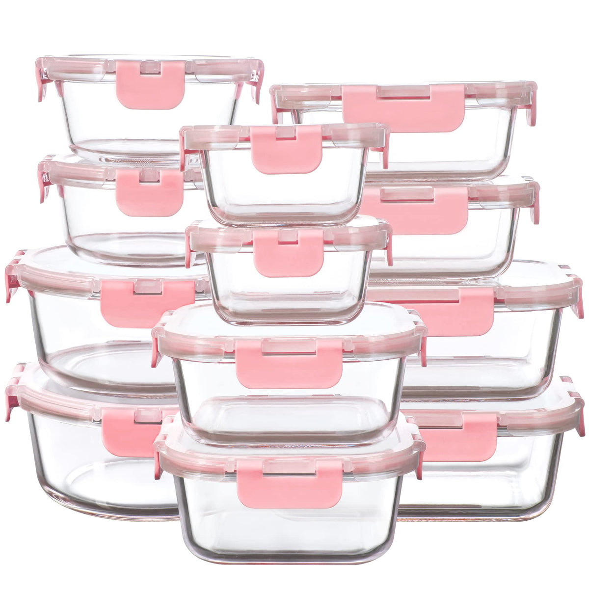 FAWLES 12-pack glass containers with lids for organized meal prep.