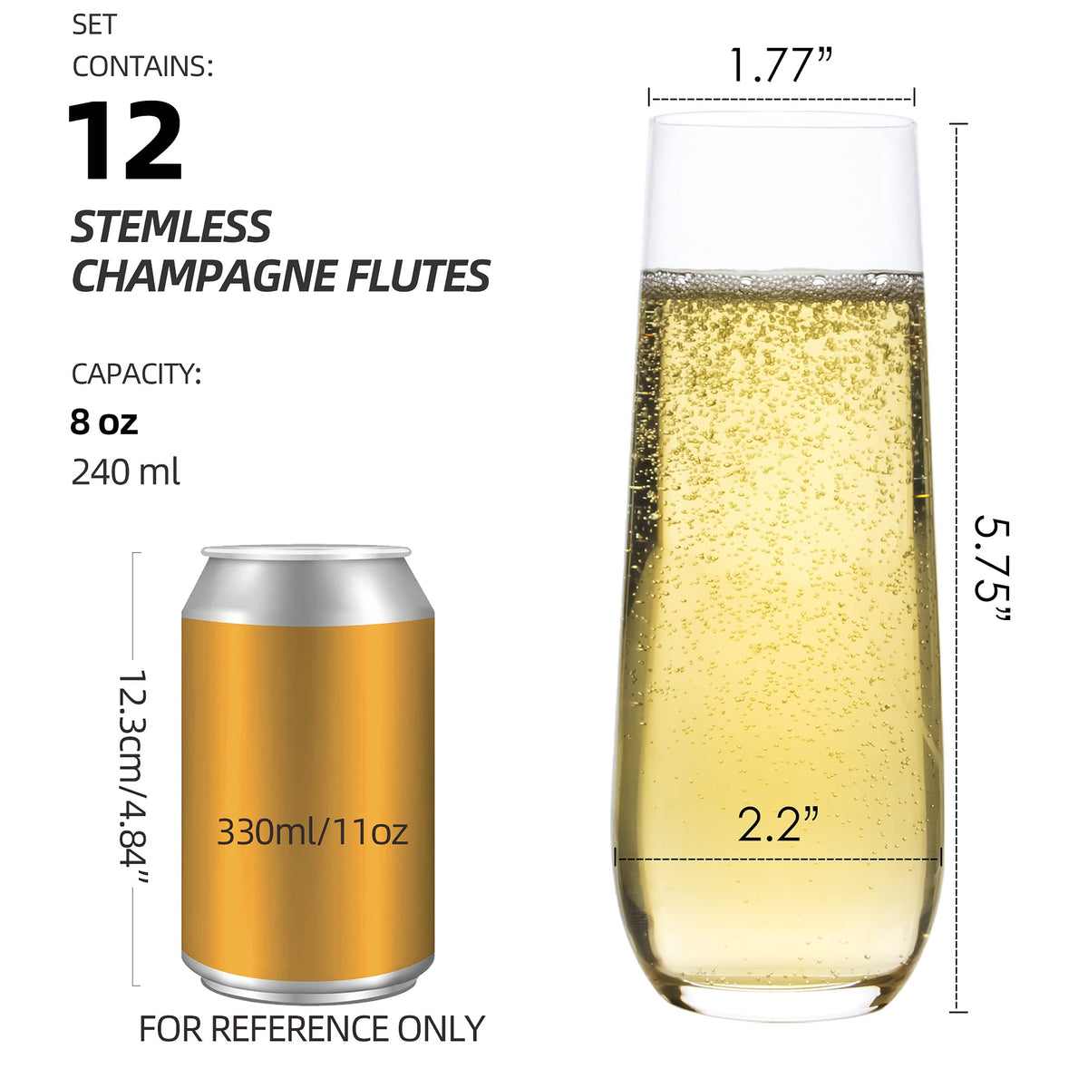 FAWLES crystal-clear flutes close-up highlighting slender bowl for enhanced carbonation.