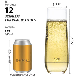 FAWLES crystal-clear flutes close-up highlighting slender bowl for enhanced carbonation.