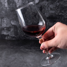 FAWLES set of 12 wine glasses saves cabinet space with durable design.