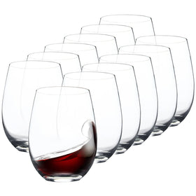 FAWLES stemless wine glasses front view for elegant entertaining and 15 oz capacity