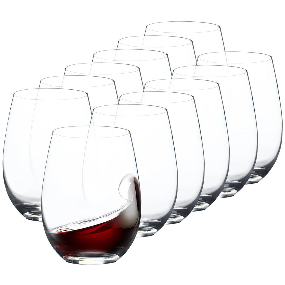 FAWLES stemless wine glasses front view for elegant entertaining and 15 oz capacity