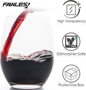 FAWLES stemless wine glasses hand-feel design offers balanced grip and comfortable handling