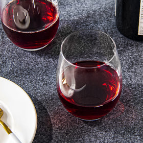 FAWLES stemless wine glasses tasting-curve directs flow to palate for balanced flavors